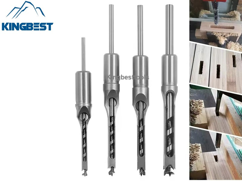 Wood Square Hole Drill Bit Set with Adapter Fixing Bracket for Hand Mortise Drill Bits Free Shipping A01
