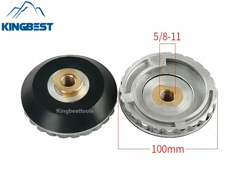 4\" 5\" M14 Aluminum Snail Lock Adapter with Rubber Polishing Pads Backer