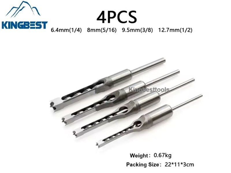 Wood Square Hole Drill Bit Set with Adapter Fixing Bracket for Hand Mortise Drill Bits Free Shipping A01