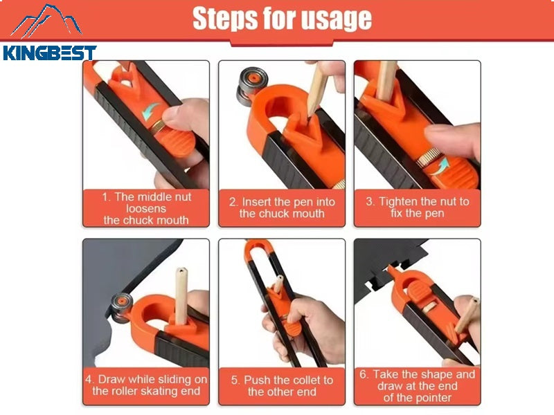 Portable Contour Gauge Measuring Tool With Adjustable Lock Floor Tile Woodworkers Edge Rule Template-free shipping A01