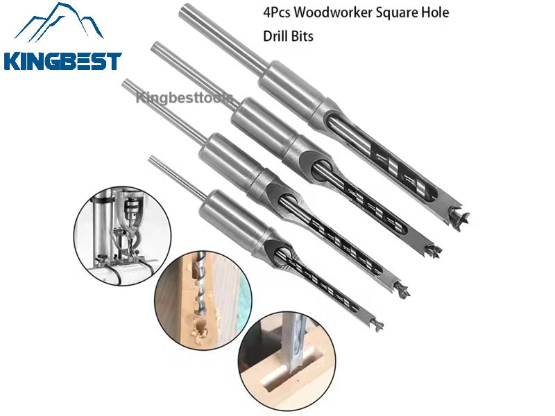 Wood Square Hole Drill Bit Set with Adapter Fixing Bracket for Hand Mortise Drill Bits Free Shipping A01