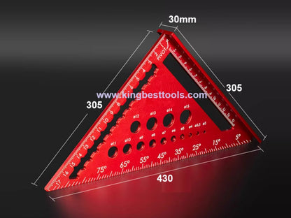12inch Multifunctional Aluminum Triangle Ruler 90 Degree Right Angle Ruler 45 Degree Angle Ruler High Precision Free Shipping A01