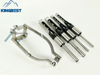 Wood Square Hole Drill Bit Set with Adapter Fixing Bracket for Hand Mortise Drill Bits Free Shipping A01