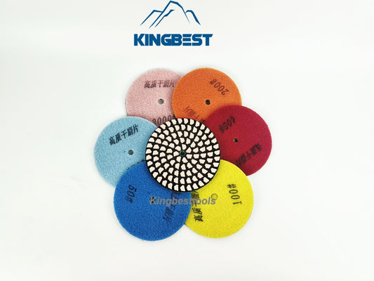 7 Steps Wear Resistant Dry Polishing Pads/Sandpapers 100mm